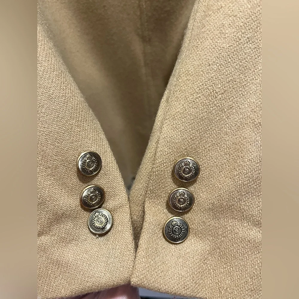 Vintage Lizsport Liz Claiborne Wool Camel Blazer one button classic 12 Petite